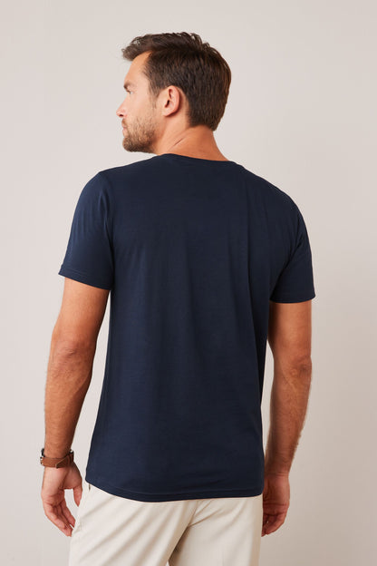 MENS ROUND NECK NAVY BLUE SOLID TSHIRT