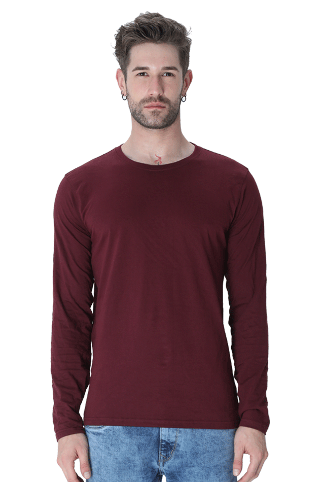 Mens Full Sleeves Round Neck Plain Tshirt