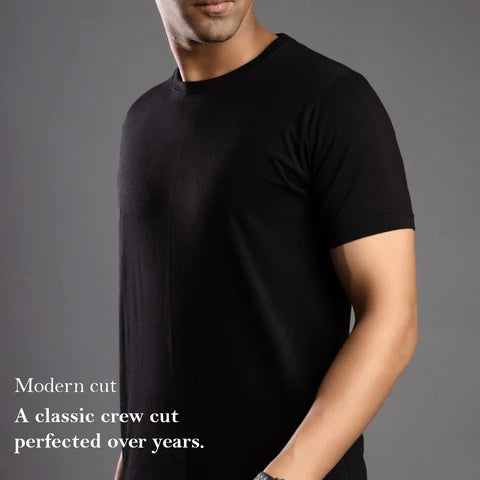 MENS ROUND NECK SOLID THE BLACK OUD T-SHIRT