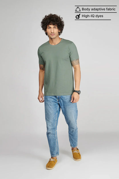 MENS ROUND NECK SOLID SAGE GREEN T-SHIRT