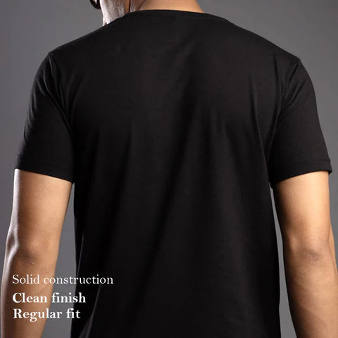 MENS ROUND NECK SOLID THE BLACK OUD T-SHIRT