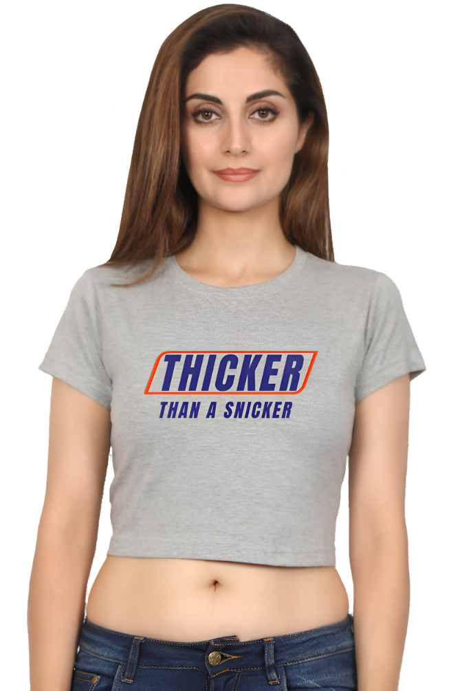 Thicker Than A Snickers - Melange Grey Crop Top