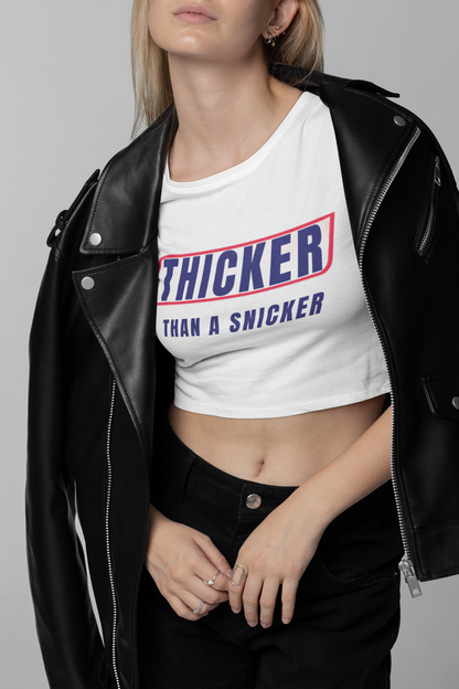 Thicker Than A Snickers - White Crop Top