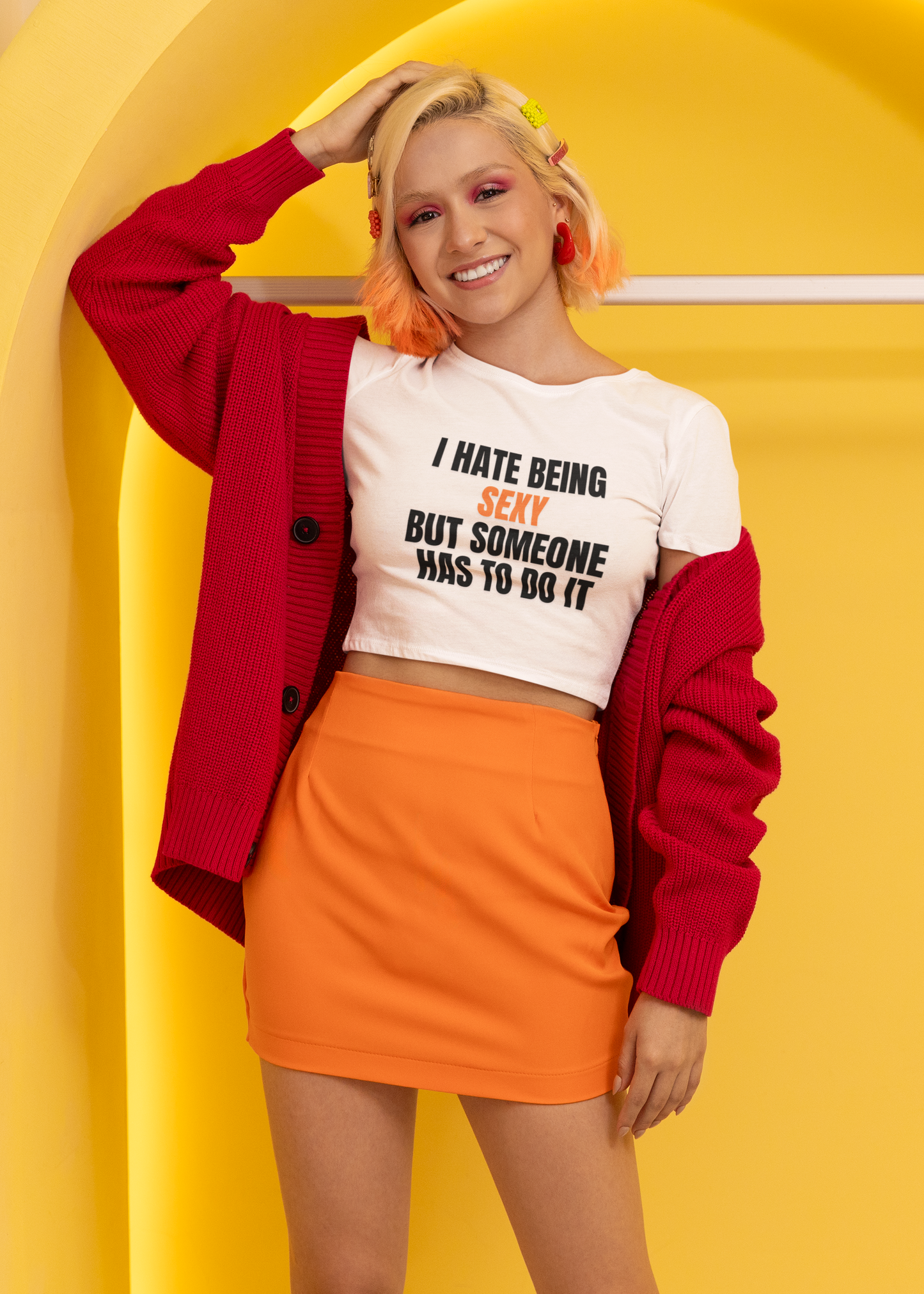 I HATE BEING SEXY QUOTED WOMEN CROP TOP