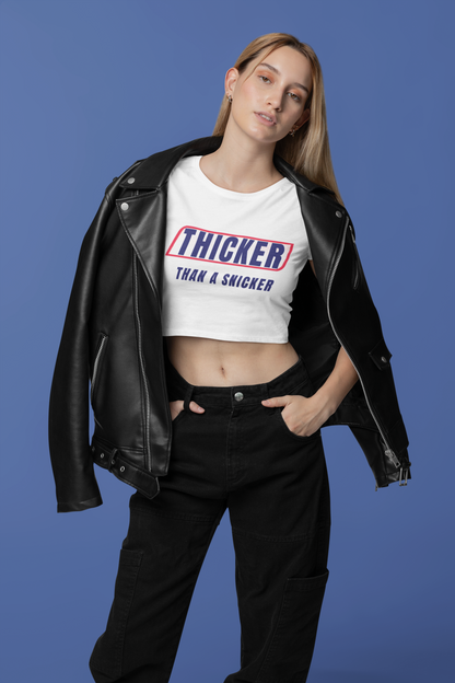 Thicker Than A Snickers - White Crop Top