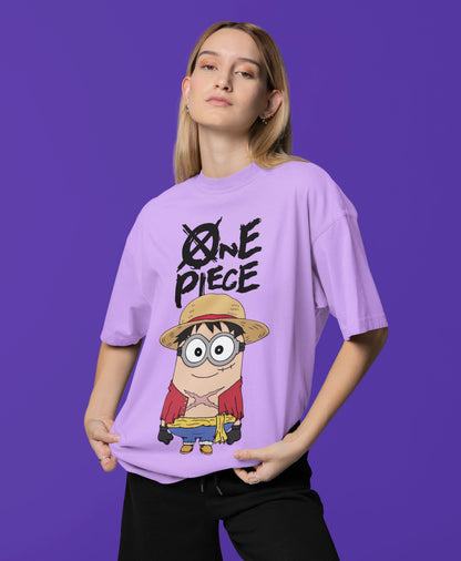 Minion as One Piece Luffy Printed TUC Oversized Fit Terry Cotton Unisex Tshirt