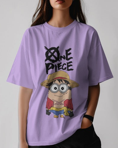 Minion as One Piece Luffy Printed TUC Oversized Fit Terry Cotton Unisex Tshirt