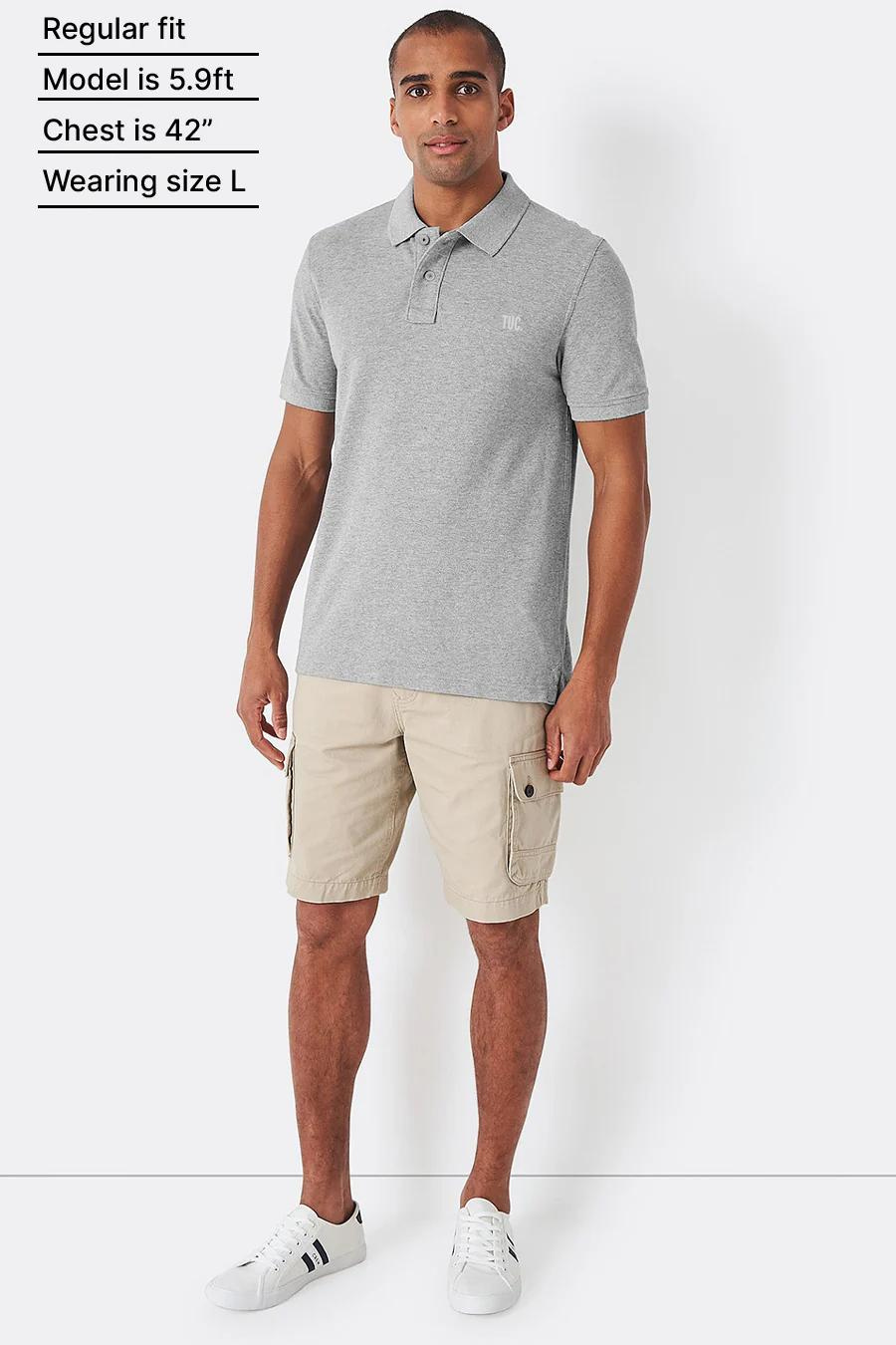 MENS SOLID POLO TSHIRT - GREY