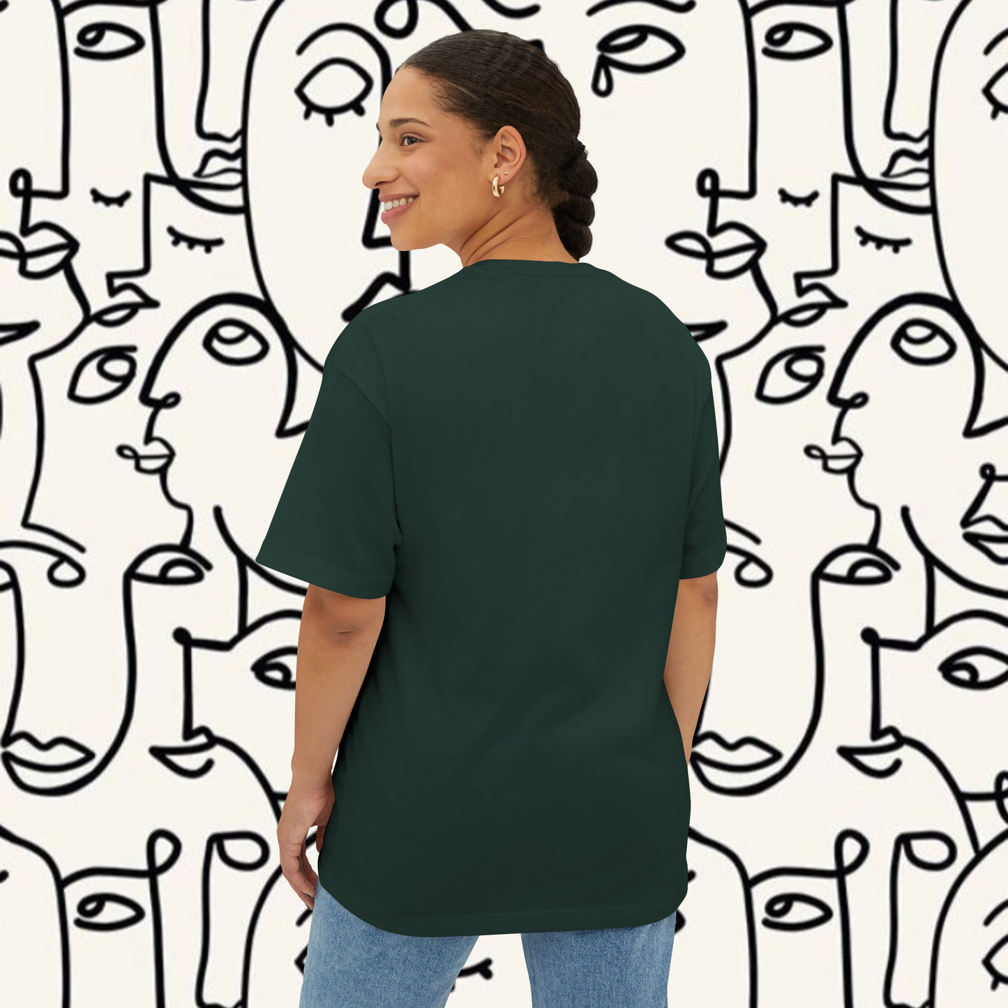 Go Beyond Your lImits  Printed TUC Oversized Fit Dark Green Cotton Tshirt