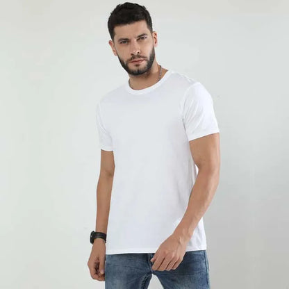 MENS CLASSIC WHITE SOLID T-SHIRT