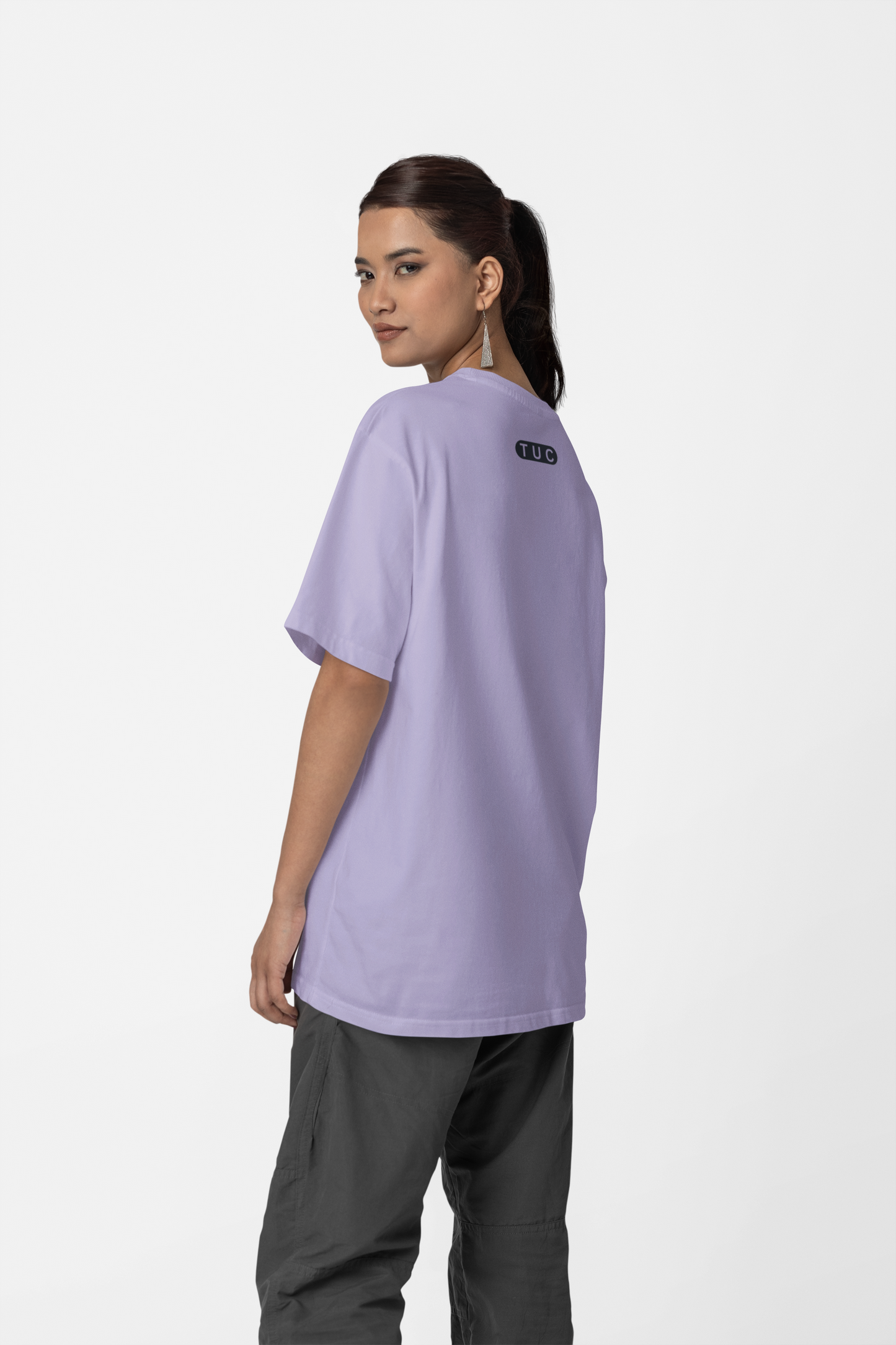 I Believe in you Printed TUC Oversized Fit Lavender Terry Cotton Tshirt