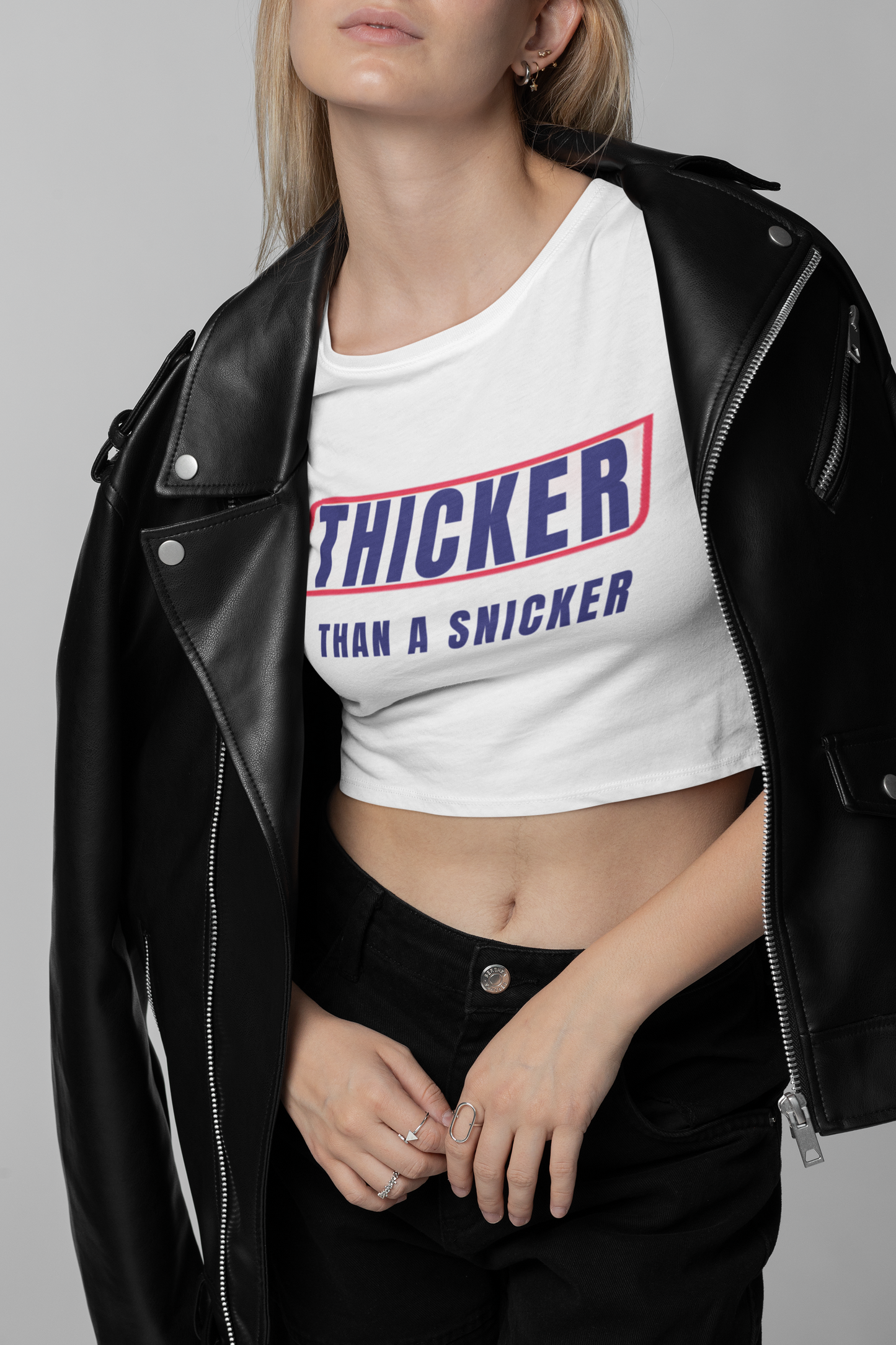 Thicker Than A Snickers - Melange Grey Crop Top