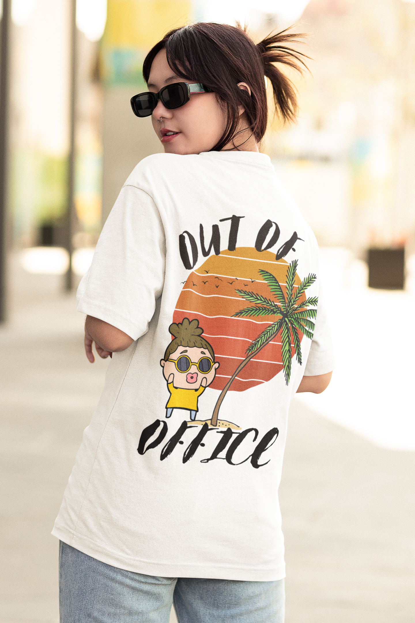 Out Of Office Mode - Oversize White Tshirt for Women