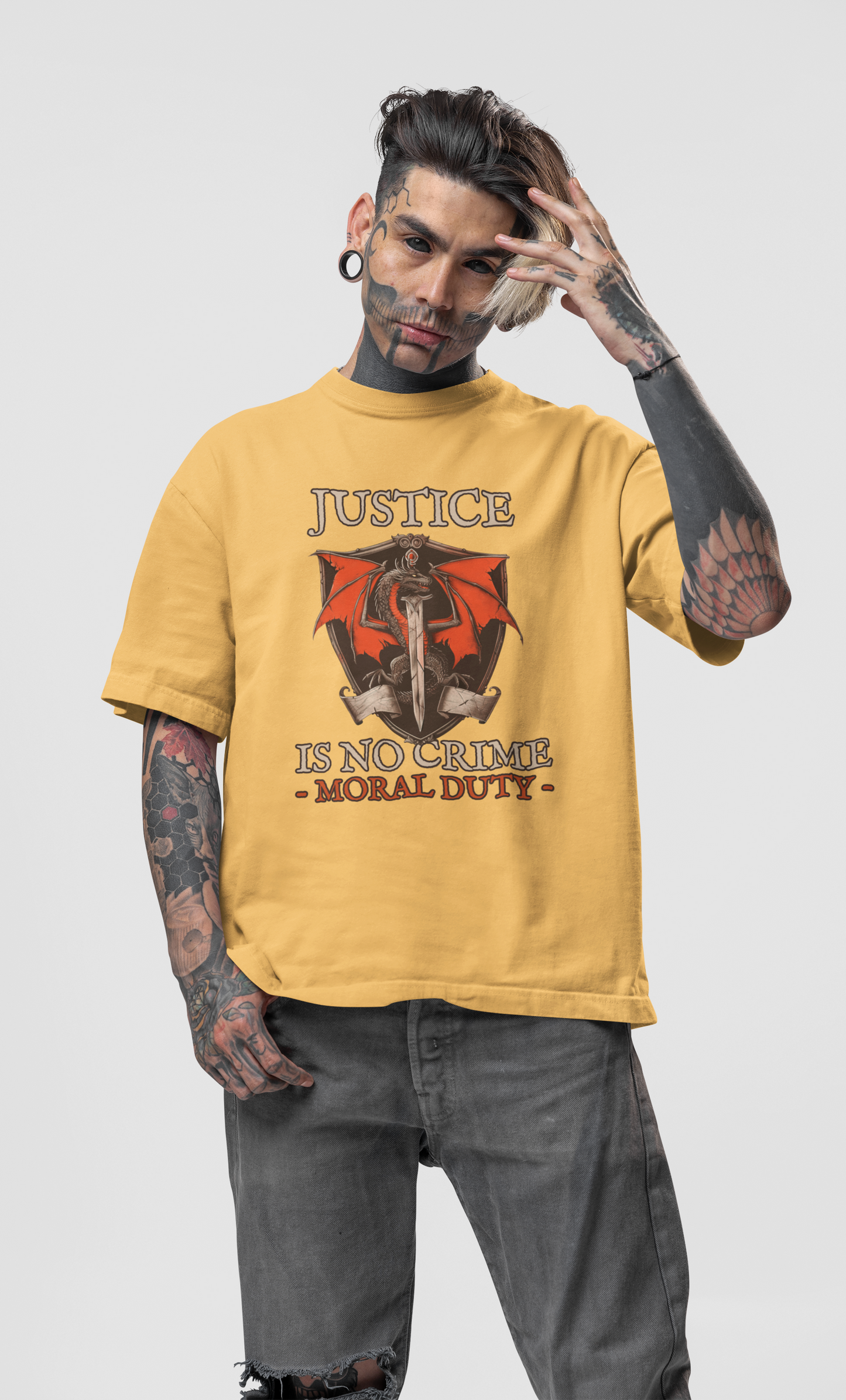 The Greatest Power Printed TUC Oversized Fit Mustard Yellow Tshirt