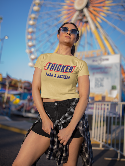 Thicker Than A Snickers - Melange Grey Crop Top