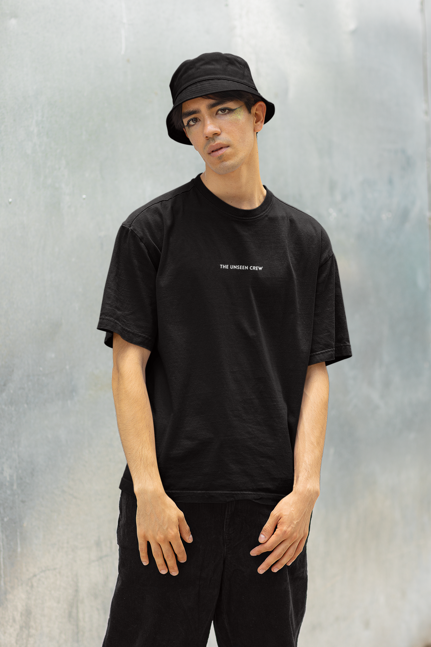 TUC Oversized Fit Black Terry Cotton T-Shirt