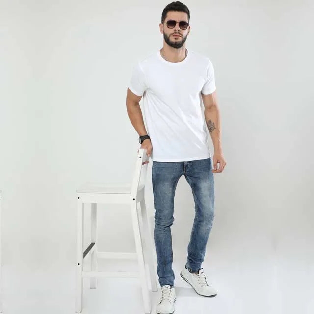 MENS CLASSIC WHITE SOLID T-SHIRT