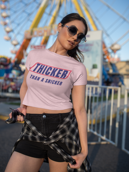 Thicker Than A Snickers - Melange Grey Crop Top